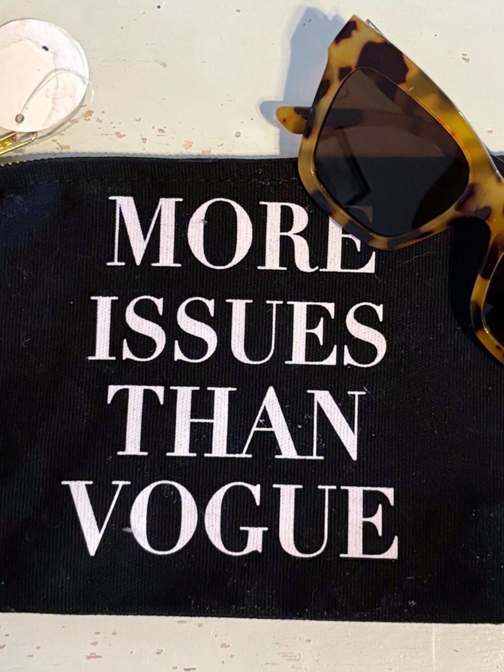 More Issues Than Vogue Canvas Zipper Pouch – Black, NWT
